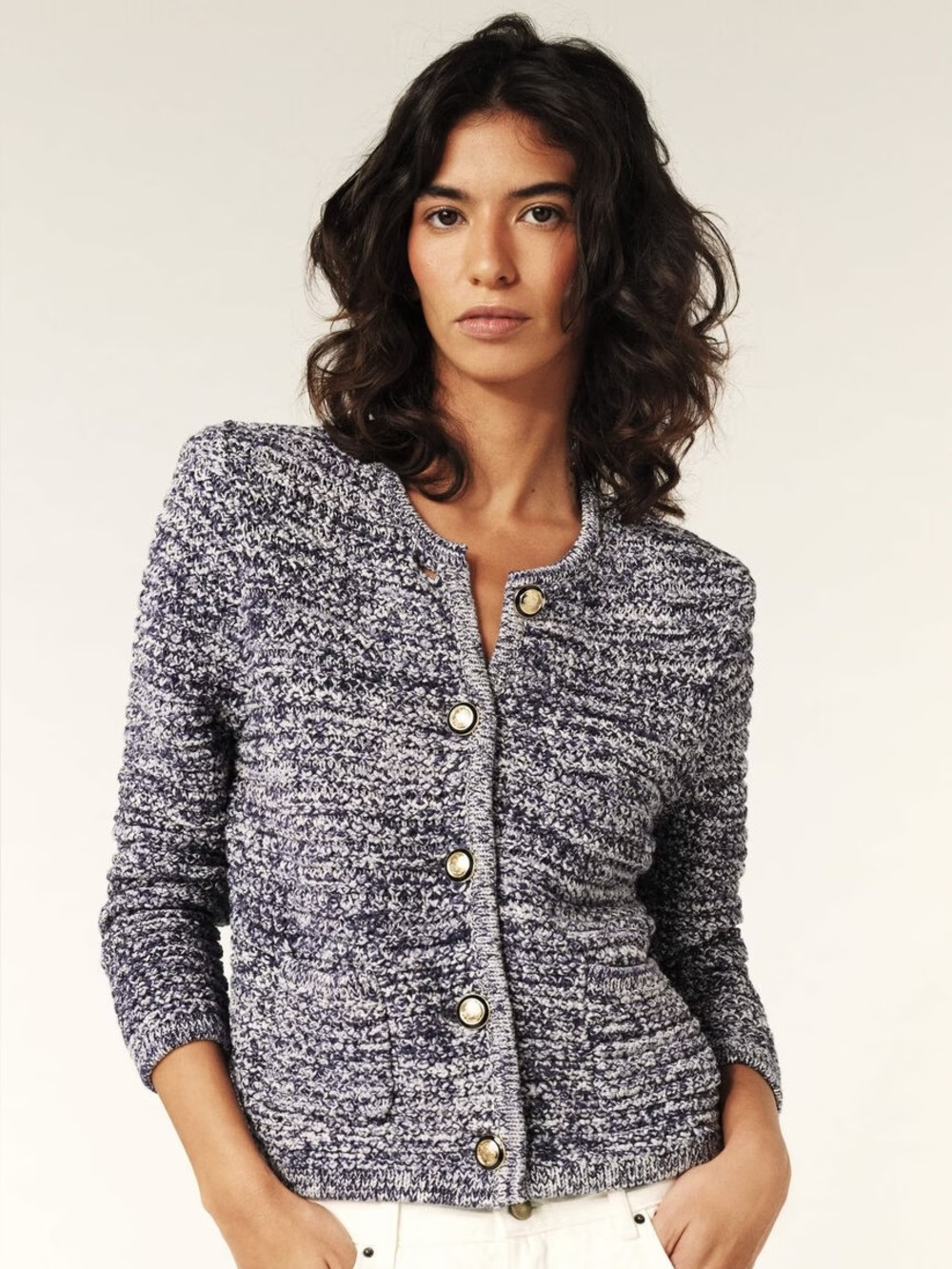 ba&sh Guspa Navy Textured Knit Cardigan Jacket - Size 0 - NWOT